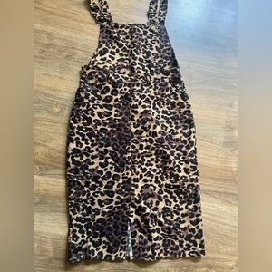 Leopard Print Overall Dress
